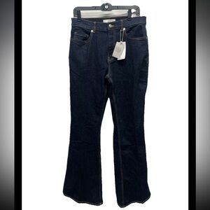 Mango High Waisted Dark Wash Flare Jeans Size 10